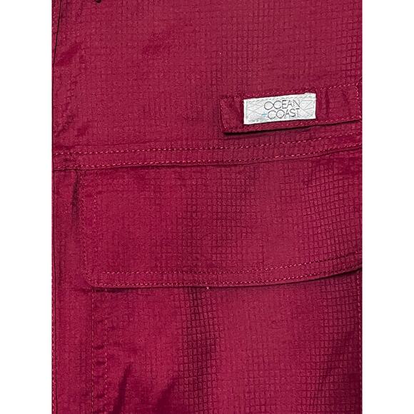 Ocean+Coast Mens Small Burgundy Vented Button Up Shirt Fishing Outdoors - Picture 4 of 13